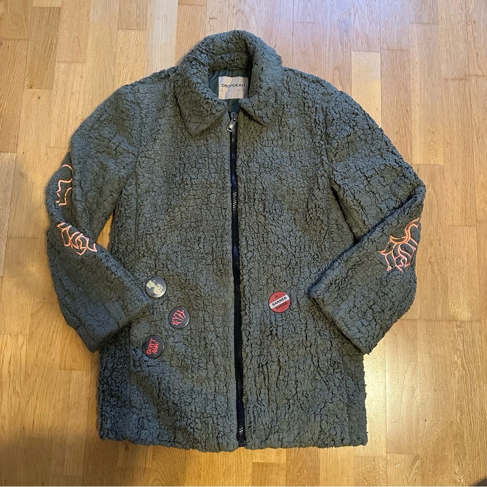 DROPDEAD Fleece zip up long jacket